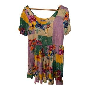 Jams World Fliral Hawaiian Babydoll Ruffle Dress L